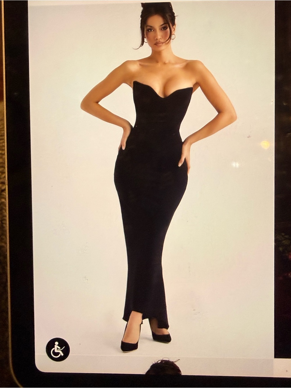 House of cb black crepe strapless corset dress